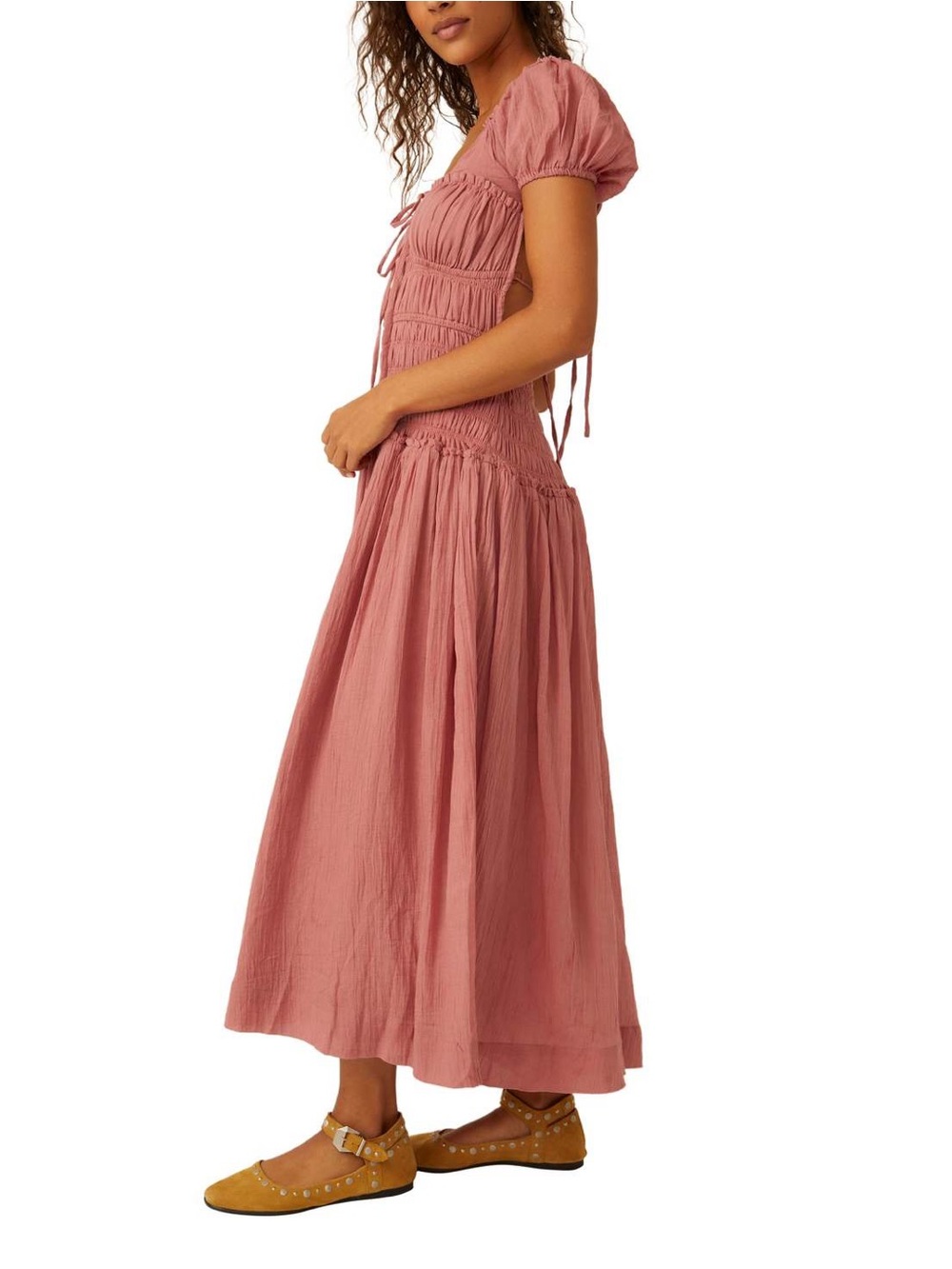 Free People Rose Mauve Smocked Maxi Dress
